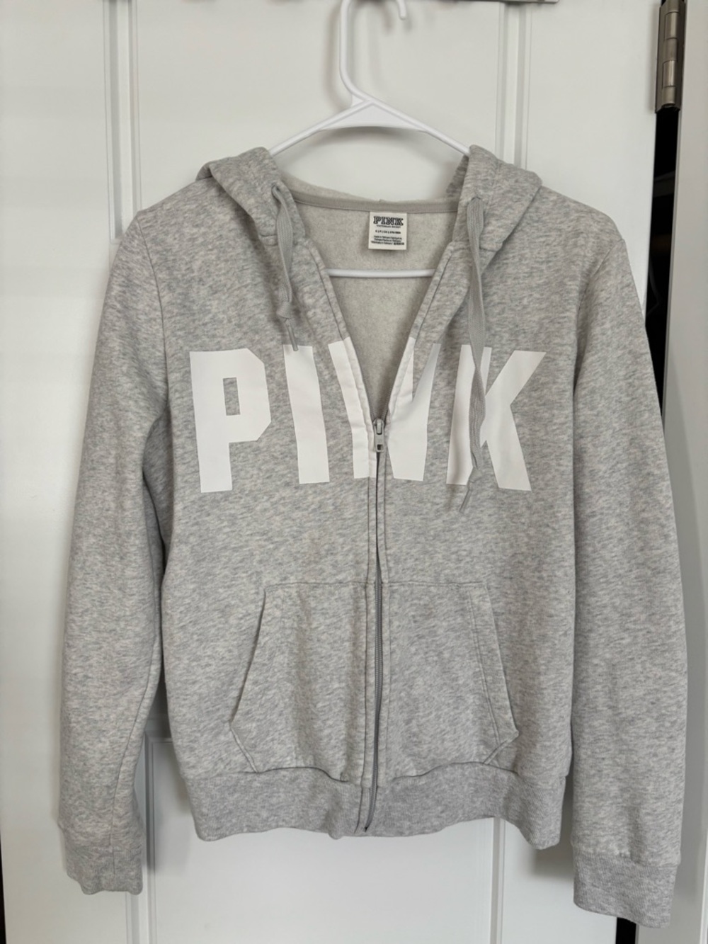PINK Gray Fleece Zip Up Jacket - Picture 2 of 5